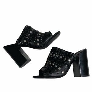 Senso Black Studded Braided Niko Mule Booties